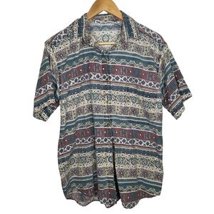 Red Rover Tribal Pattern Men's Shirt size small vintage
